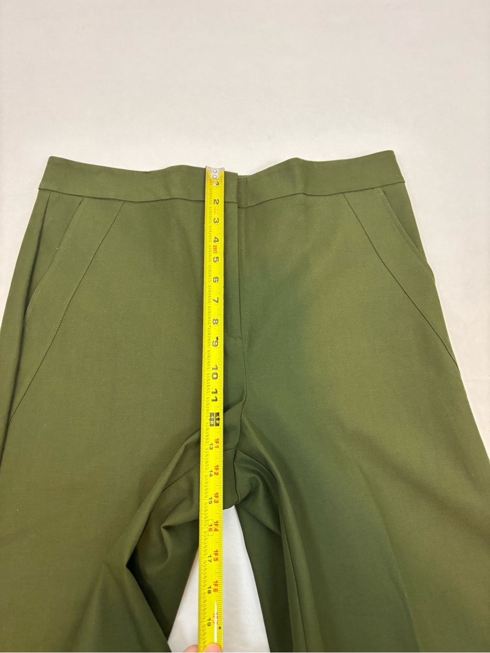 Ann Taylor Factory The Wide Leg Cropped Pants in Olive Green Size 12 - Picture 9 of 10
